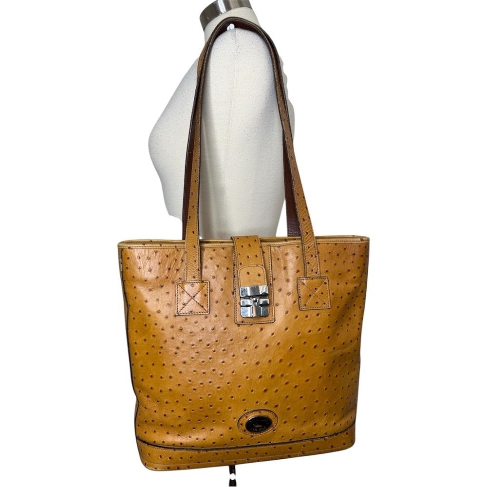 VTG Dooney & Bourke Ostrich-Textured Leather Tote Handbag - Picture 2 of 16